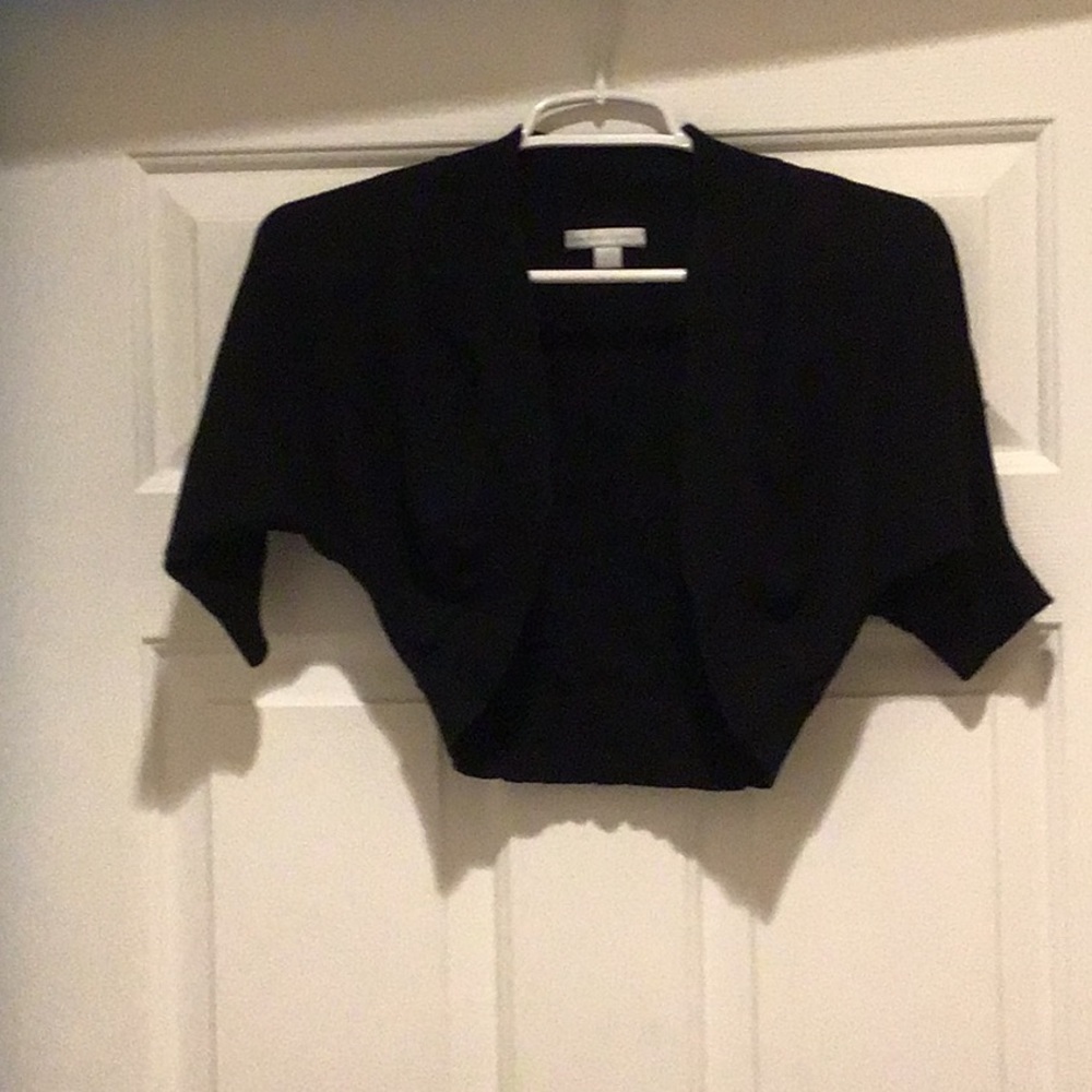 Short black sweater in cotton and rayon
